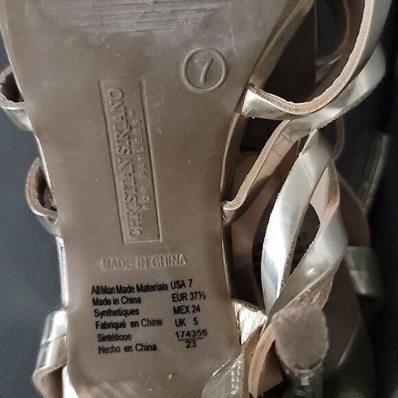 CHRISTIAN SIRIANO GOLD HIGH HEEL STILETTOS PUM SANDAL - Picture 14 of 15